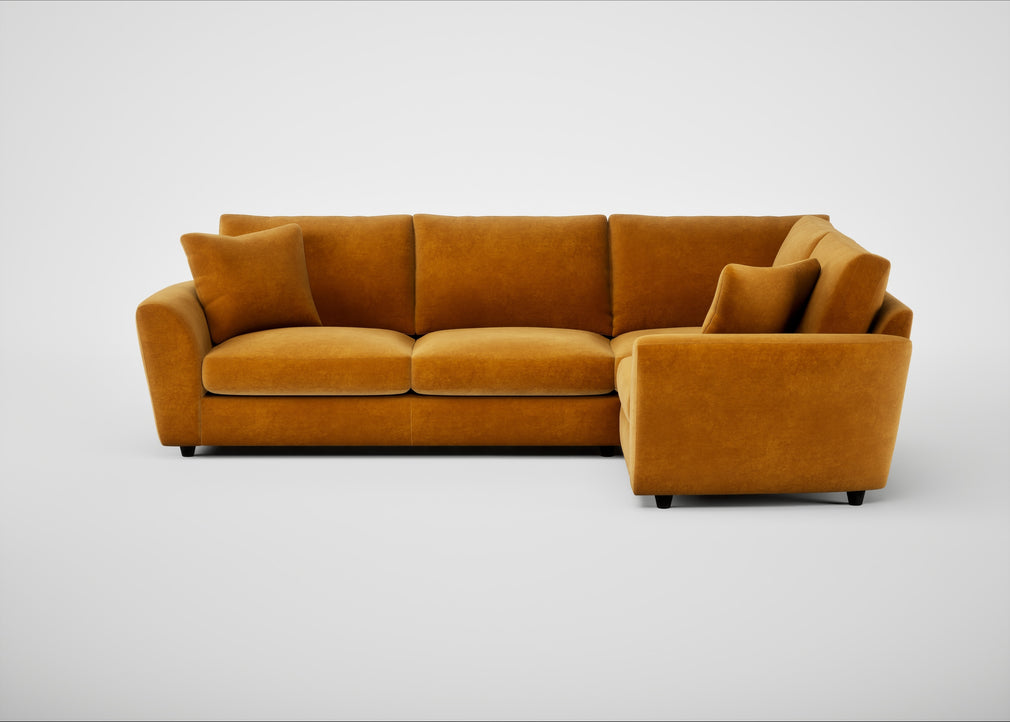 Snooze Right Hand Facing Corner Sofa Smart Luxe Velvet Cognac