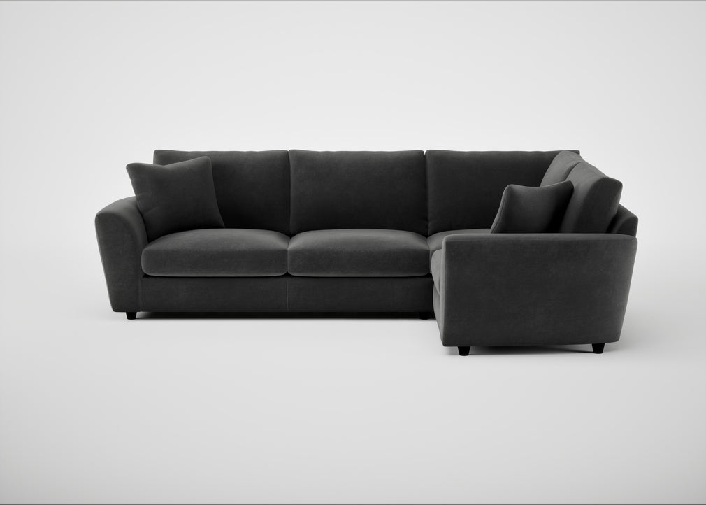 Snooze Right Hand Facing Corner Sofa Smart Luxe Velvet Nickel