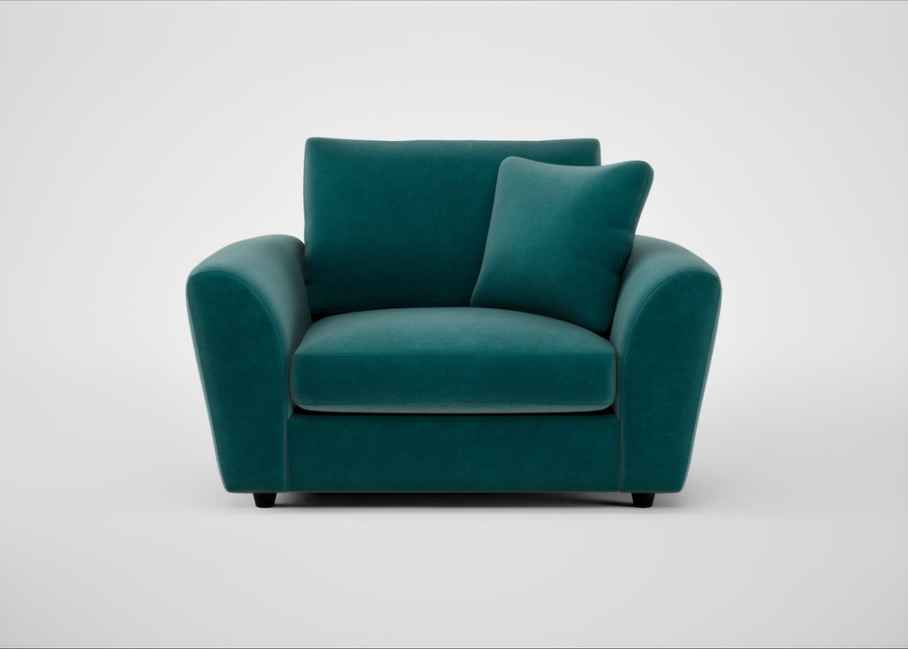 Snooze Loveseat Smart Luxe Velvet Ocean Green