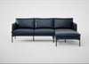 Matera Right Hand Facing Chaise Sofa Leather Stonewash Navy Blue 279 / Black