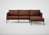 Matera Right Hand Facing Chaise Sofa Leather Grain Dark Brown 068 / Black