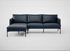 Matera Left Hand Facing Chaise Sofa Leather Stonewash Navy Blue 279 / Black