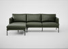 Matera Left Hand Facing Chaise Sofa Leather Stonewash Vintage Green 278 / Black