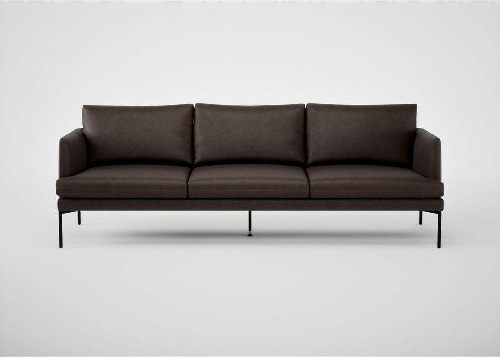 Matera 4 Seater Sofa Leather Grain Chocolate 066 / Black