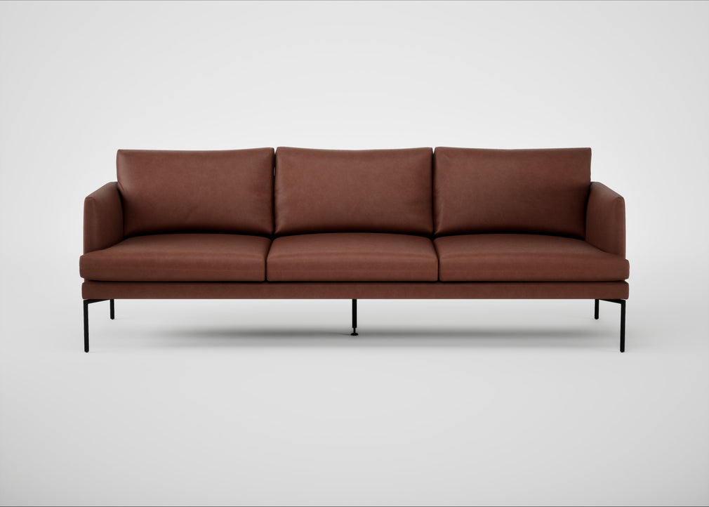 Matera 4 Seater Sofa Leather Grain Dark Brown 068 / Black