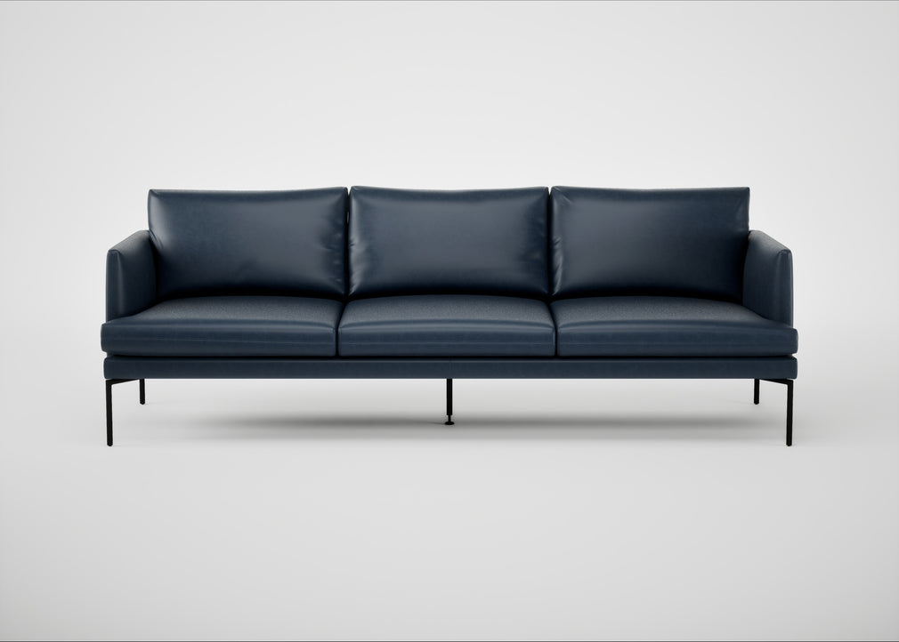 Matera 4 Seater Sofa Leather Stonewash Navy Blue 279 / Black