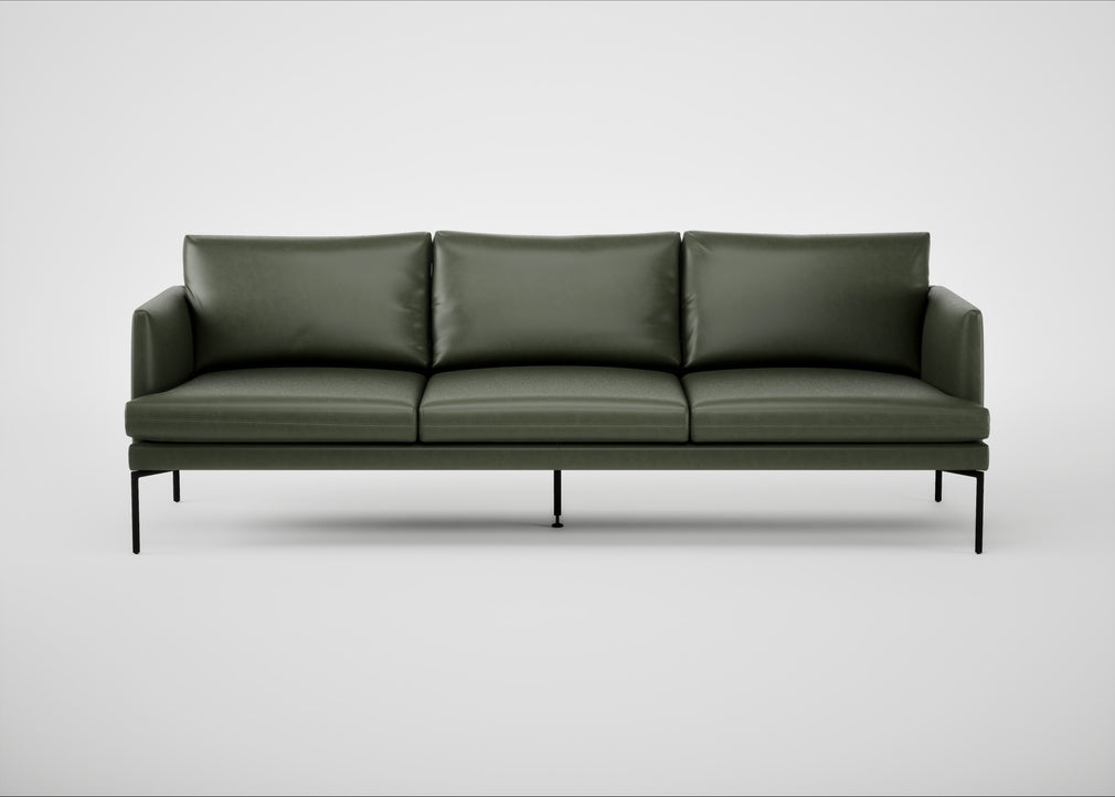 Matera 4 Seater Sofa Leather Stonewash Vintage Green 278 / Black