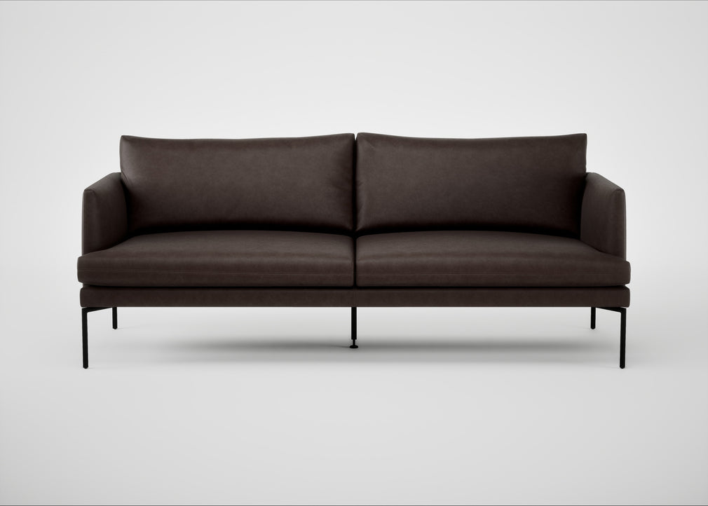 Matera 3 Seater Sofa Leather Grain Chocolate 066 / Black