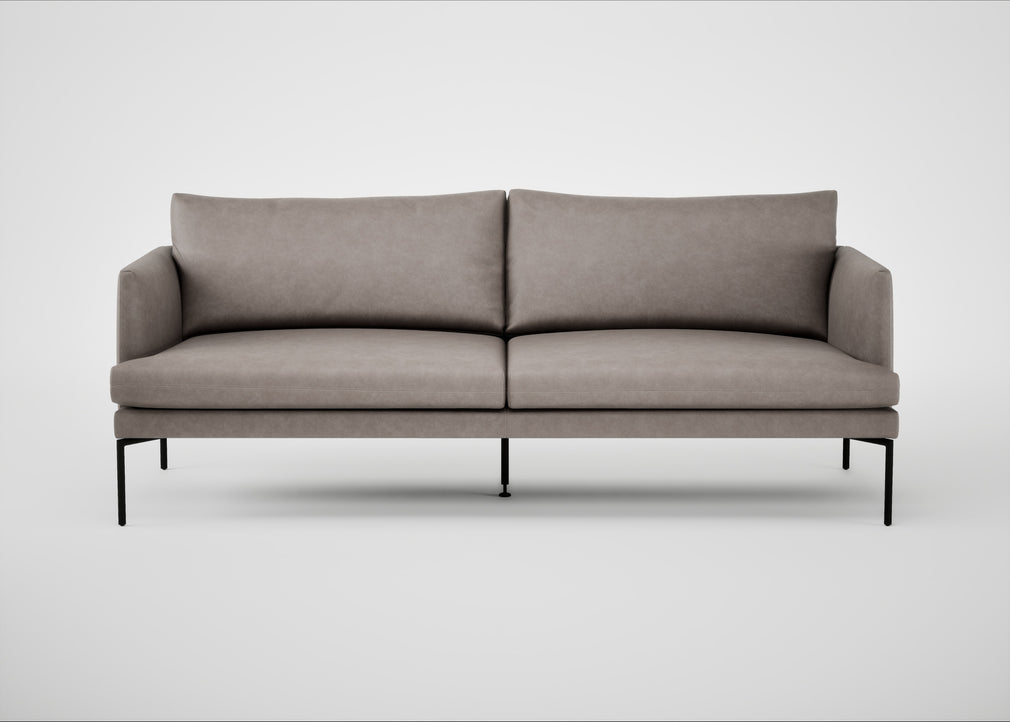 Matera 3 Seater Sofa Leather Grain Light Grey 060 / Black