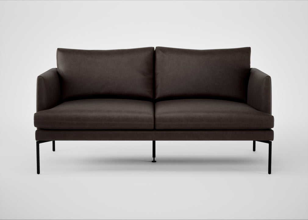 Matera 2 Seater Sofa Leather Grain Chocolate 066 / Black