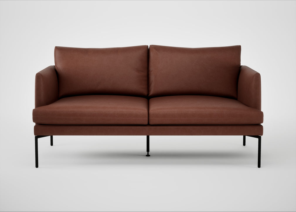Matera 2 Seater Sofa Leather Grain Dark Brown 068 / Black