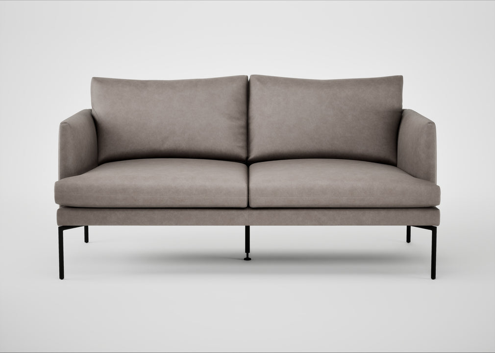 Matera 2 Seater Sofa Leather Grain Light Grey 060 / Black