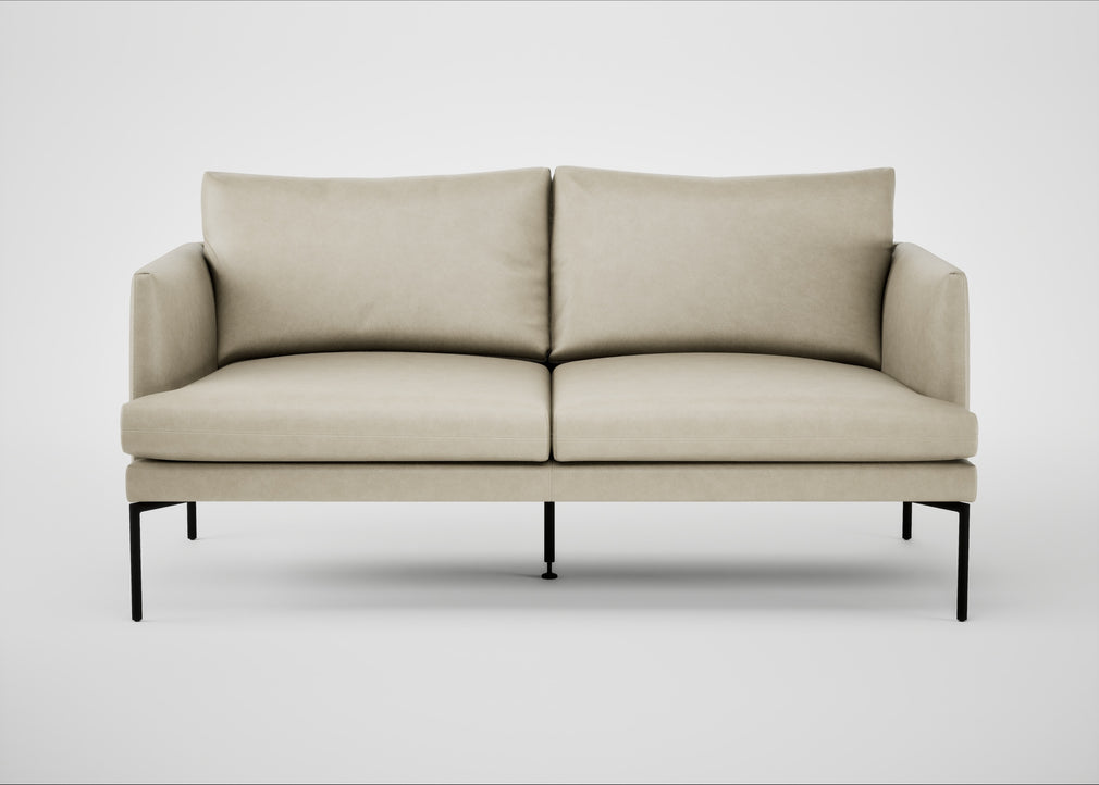 Matera 2 Seater Sofa Leather Grain Storm 006 / Black