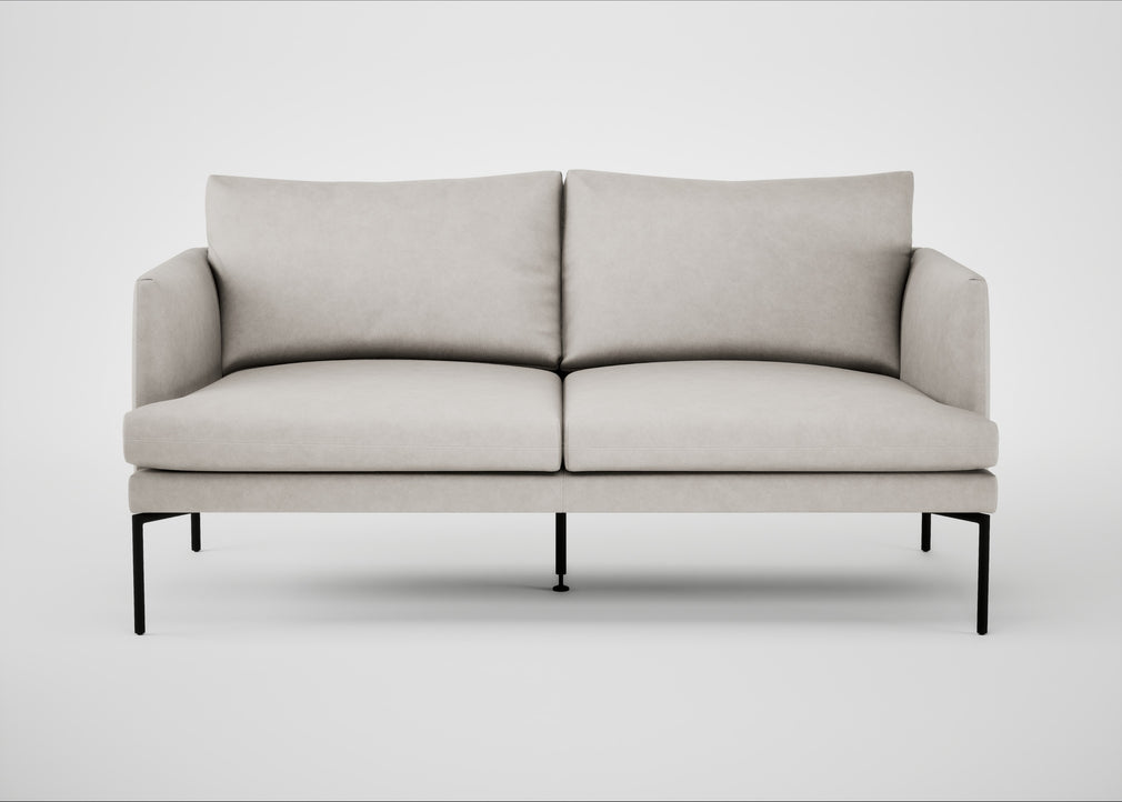 Matera 2 Seater Sofa Leather Grain White 000 / Black