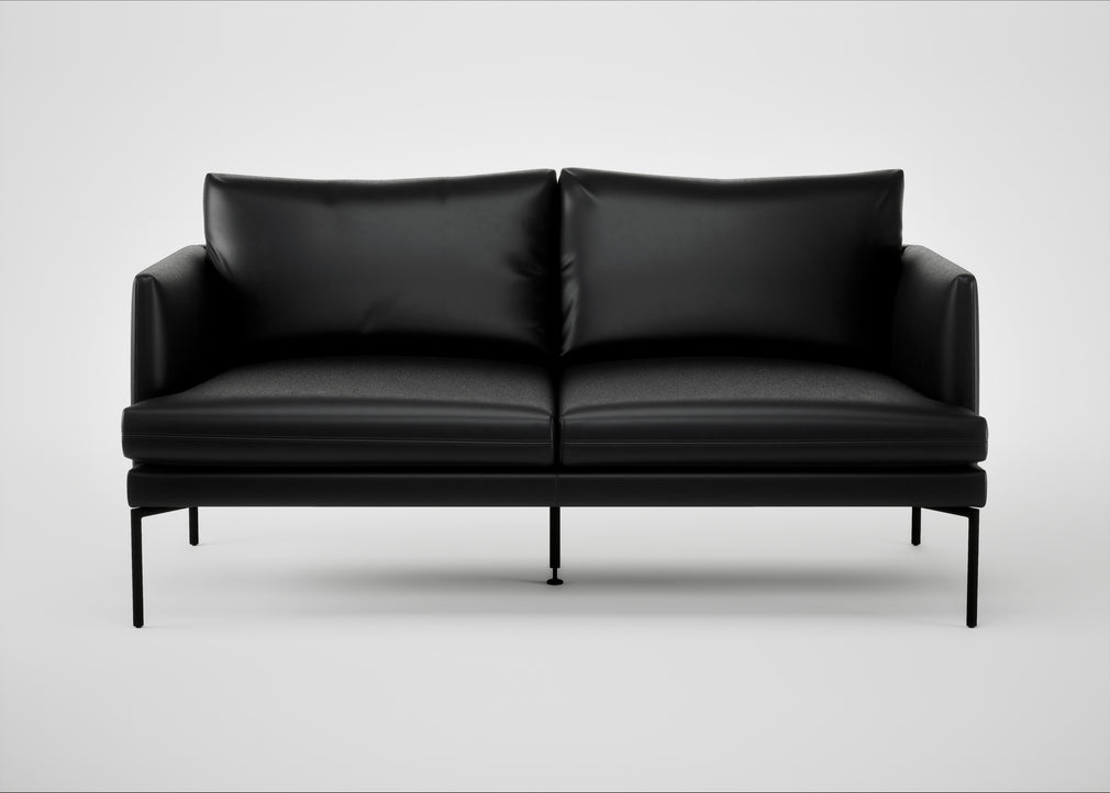 Matera 2 Seater Sofa Leather Stonewash Black 263 / Black