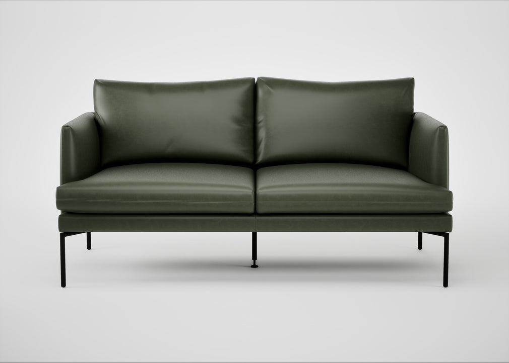 Matera 2 Seater Sofa Leather Stonewash Vintage Green 278 / Black
