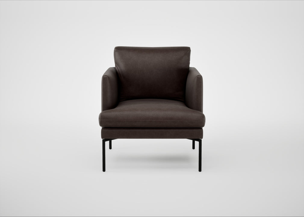Matera Armchair Leather Grain Chocolate 066 / Black