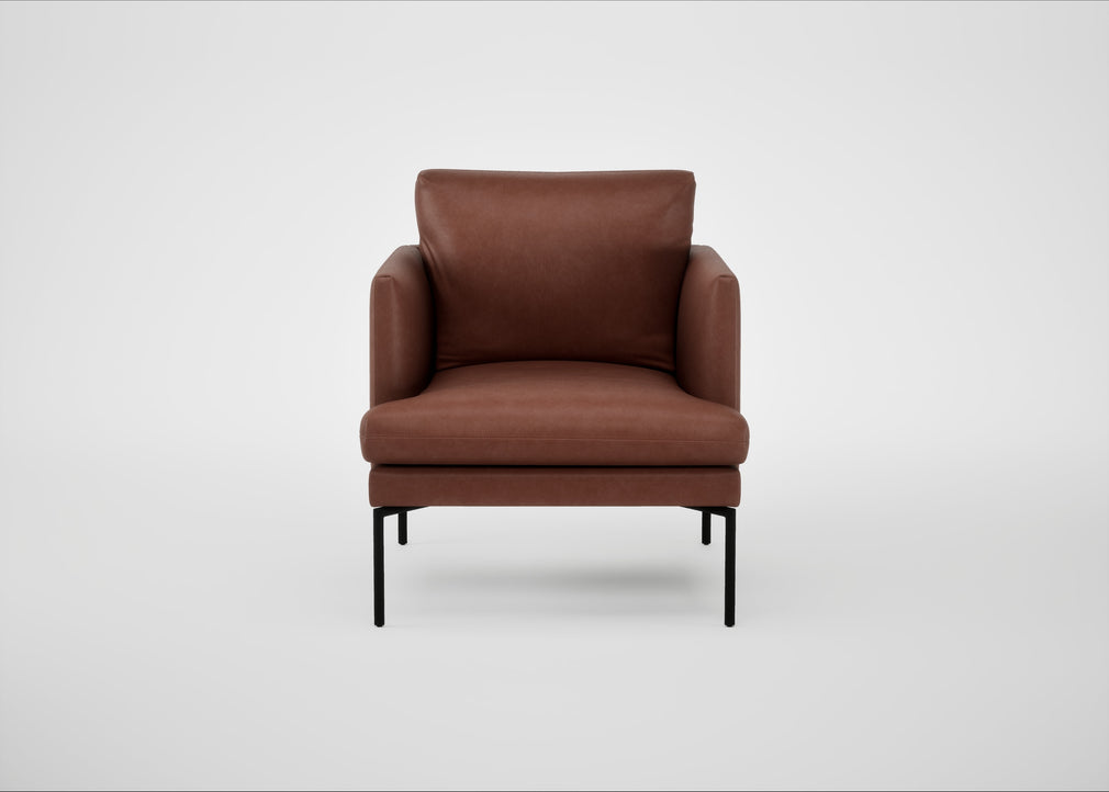 Matera Armchair Leather Grain Dark Brown 068 / Black