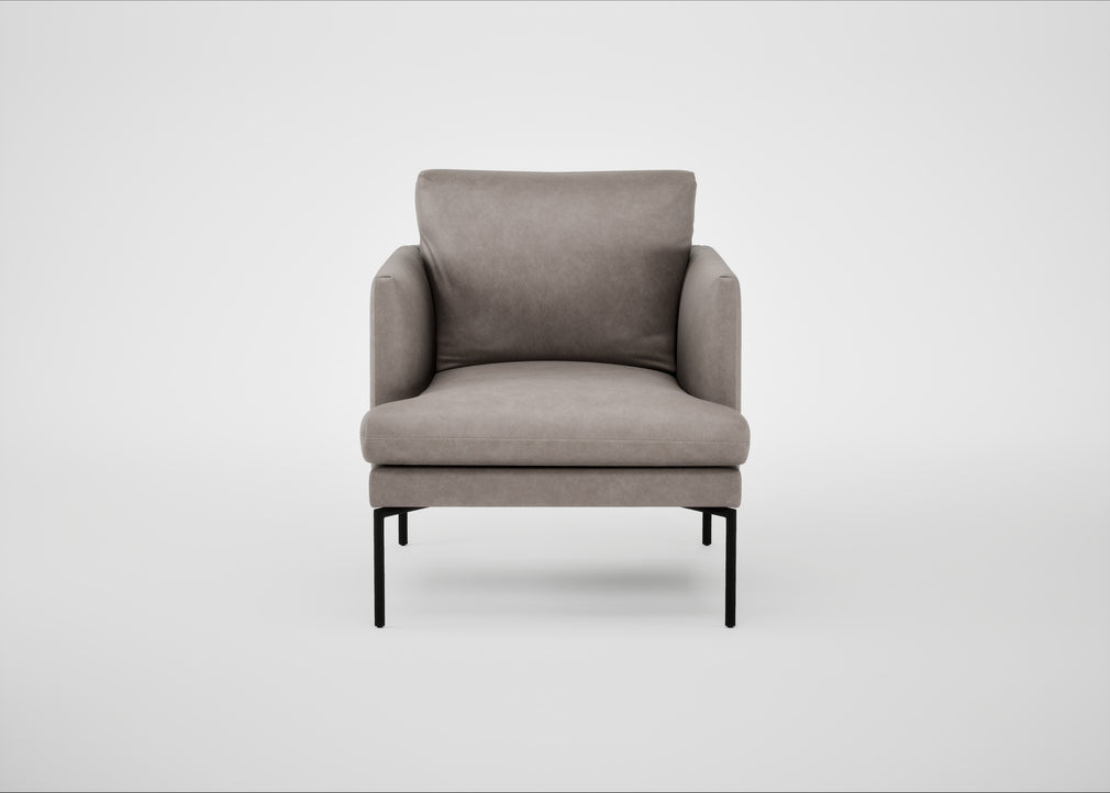 Matera Armchair Leather Grain Light Grey 060 / Black