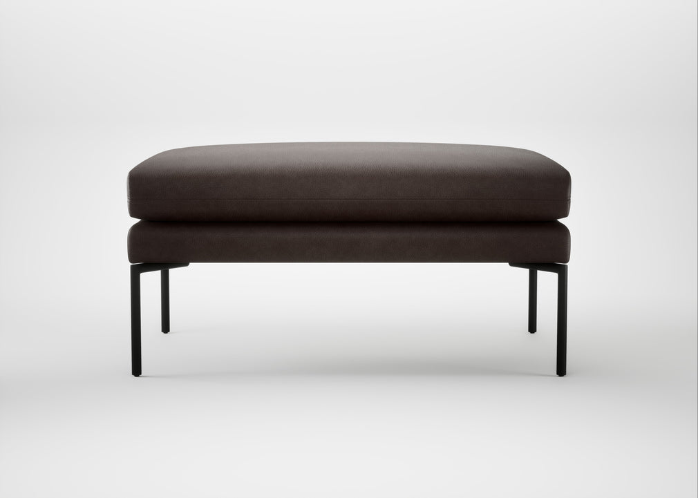 Matera Ottoman Leather Grain Chocolate 066 / Black