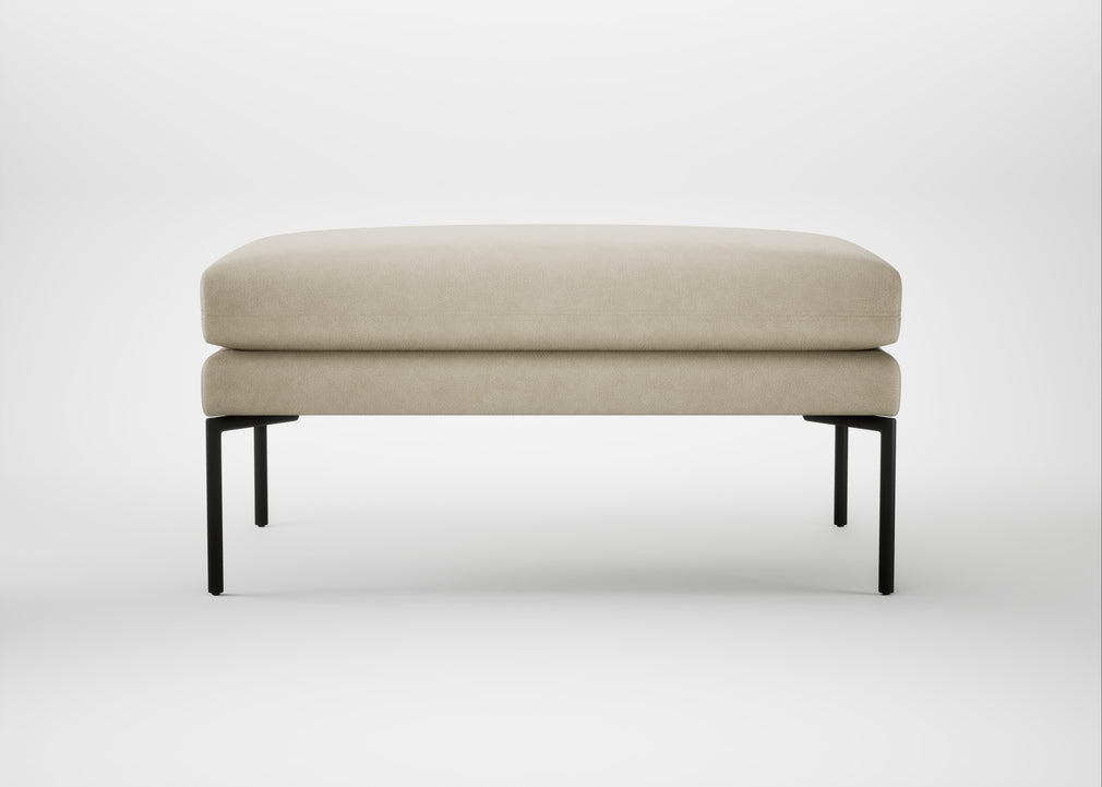 Matera Ottoman Leather Grain Dark Brown 068 / Black