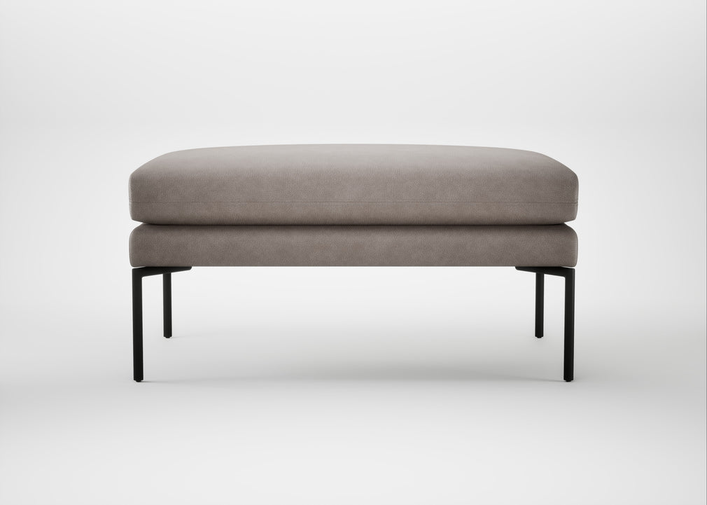 Matera Ottoman Leather Grain Light Grey 060 / Black