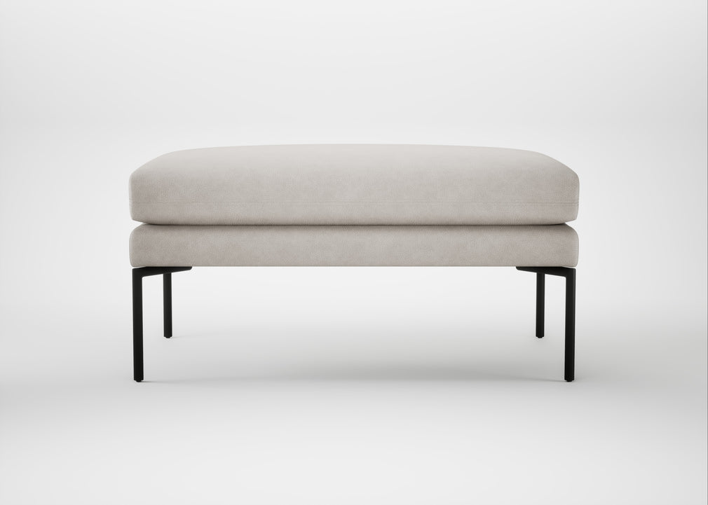 Matera Ottoman Leather Grain White 000 / Black