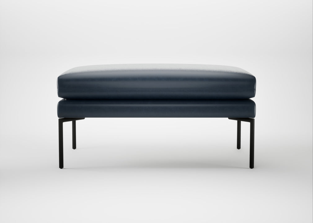 Matera Ottoman Leather Stonewash Navy Blue 279 / Black