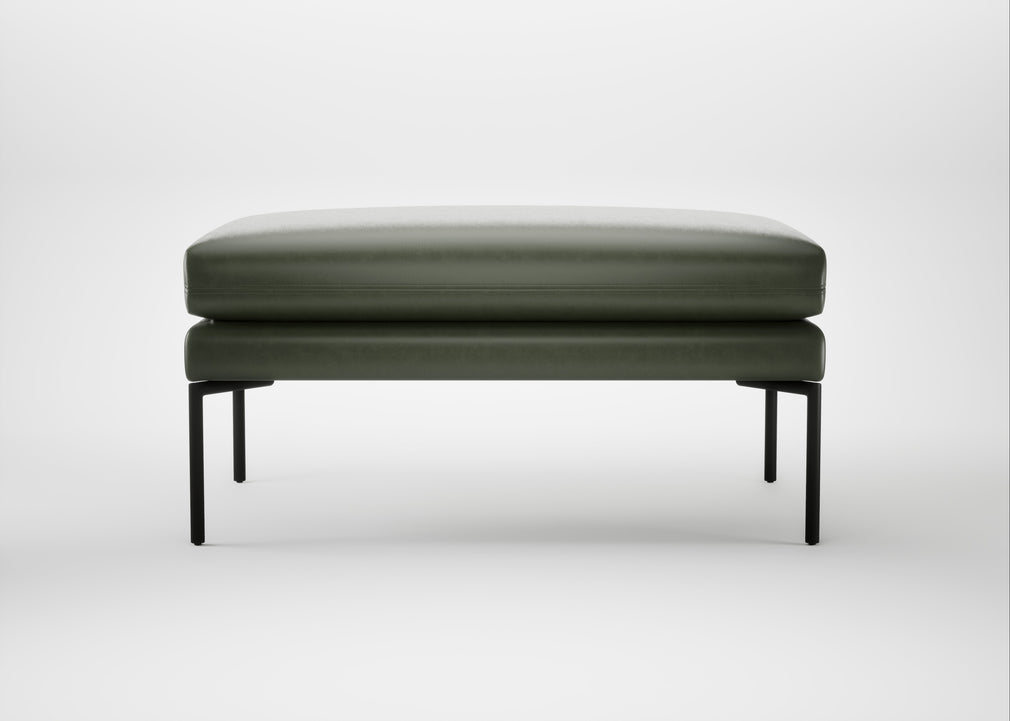 Matera Ottoman Leather Stonewash Vintage Green 278 / Black