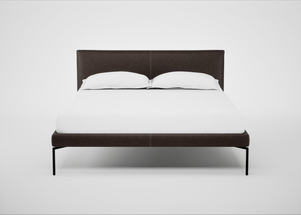 Matera Bed Double / Leather Grain Chocolate 066 / Black