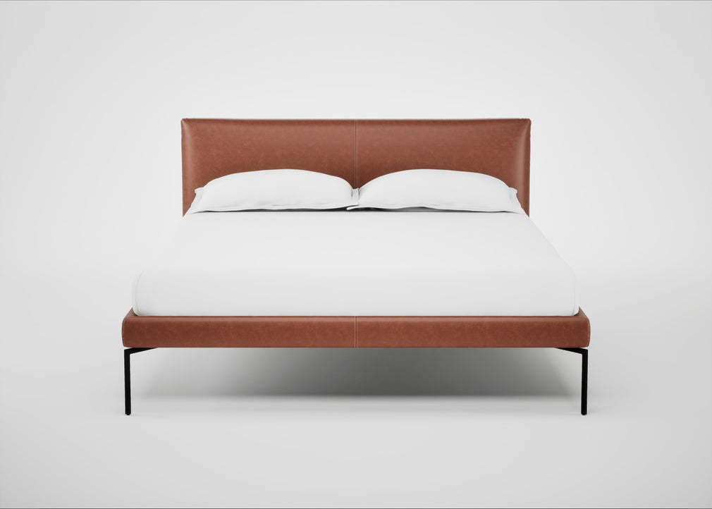 Matera Bed Double / Leather Stonewash Light Brown 274 / Black