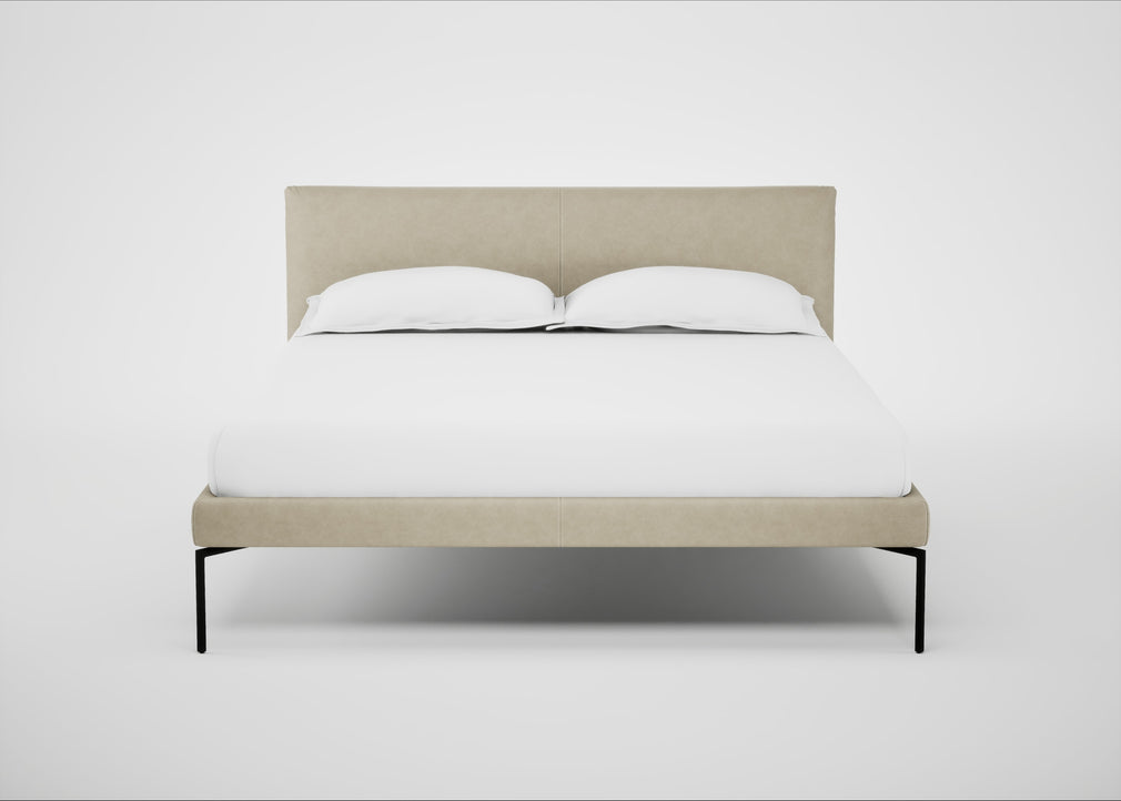 Matera Bed Double / Leather Grain Storm 006 / Black
