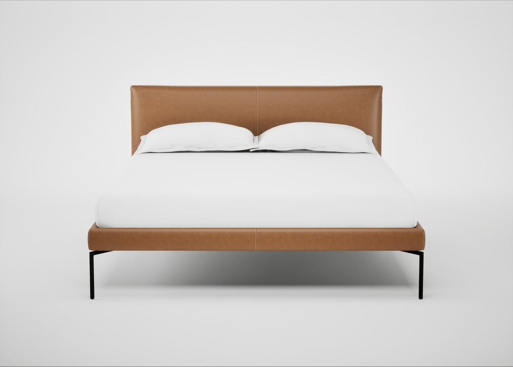 Matera Bed Double / Leather Stonewash Toffee 277 / Black
