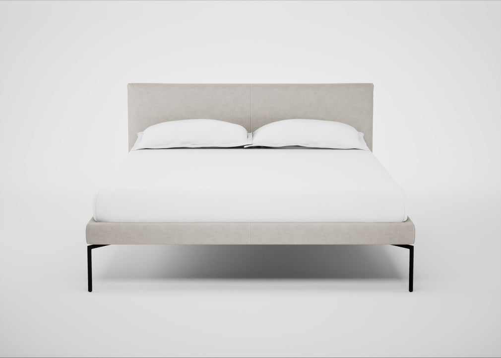 Matera Bed Double / Leather Grain White 000 / Black