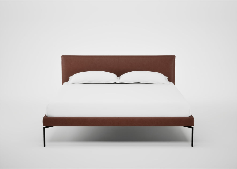 Matera Bed King / Leather Grain Dark Brown 068 / Black