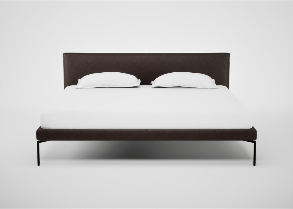 Matera Bed Super King / Leather Grain Chocolate 066 / Black