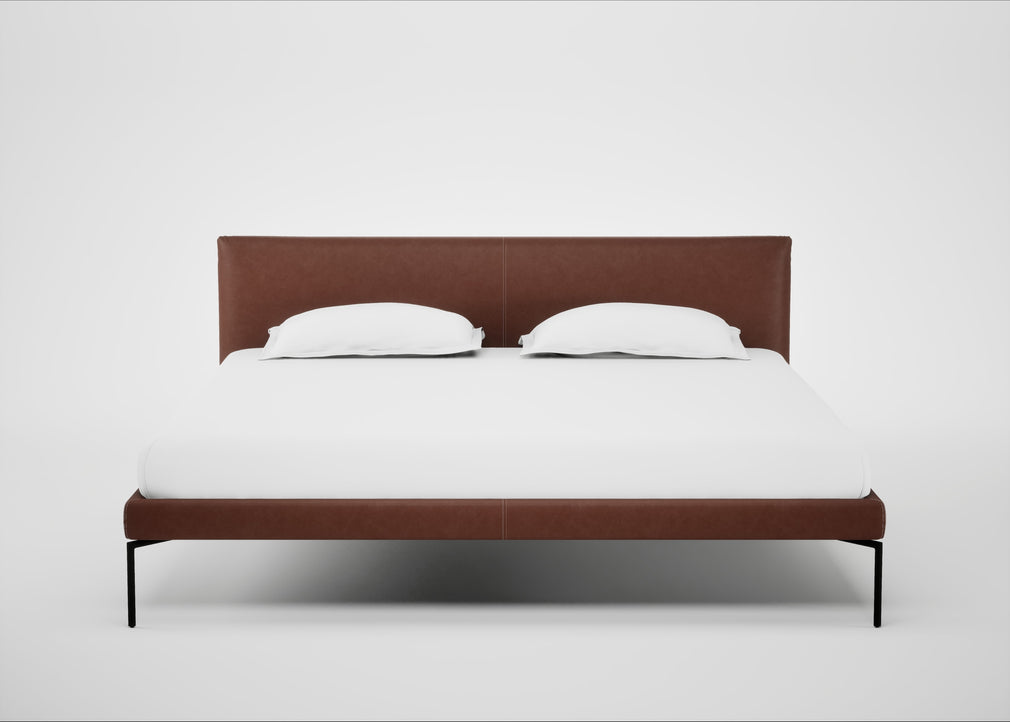 Matera Bed Super King / Leather Grain Dark Brown 068 / Black
