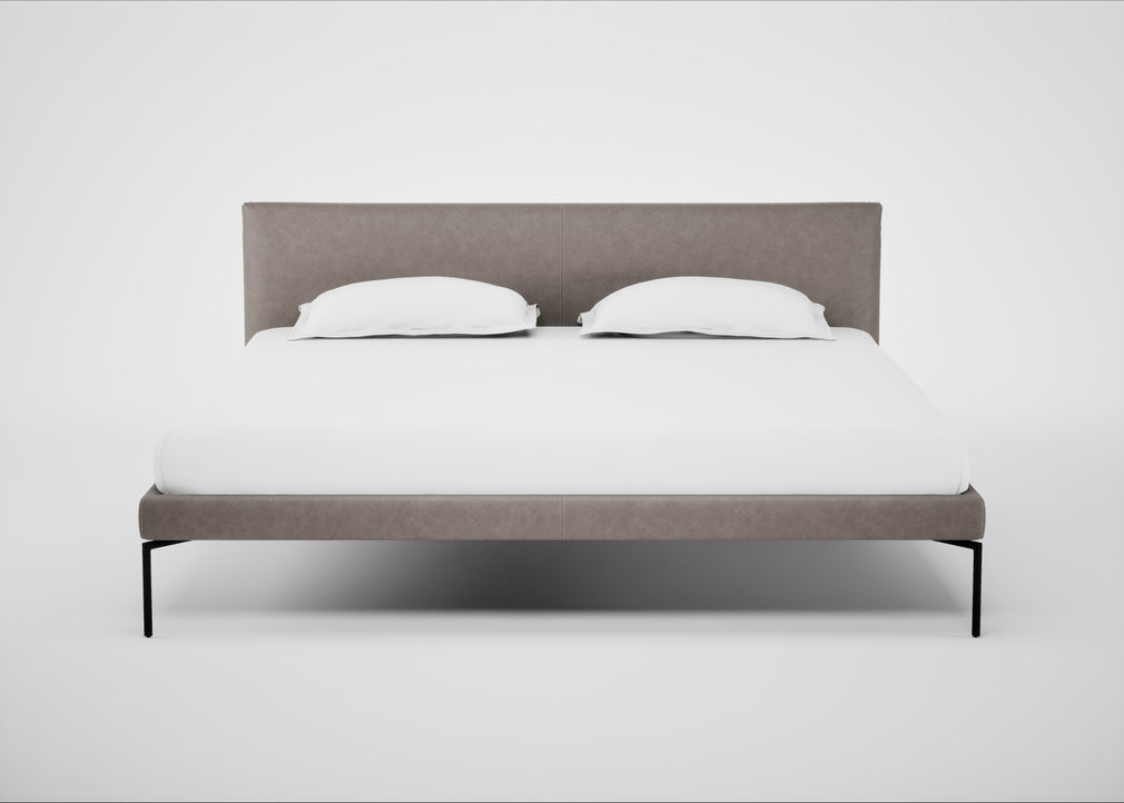 Matera Bed Super King / Leather Grain Light Grey 060 / Black