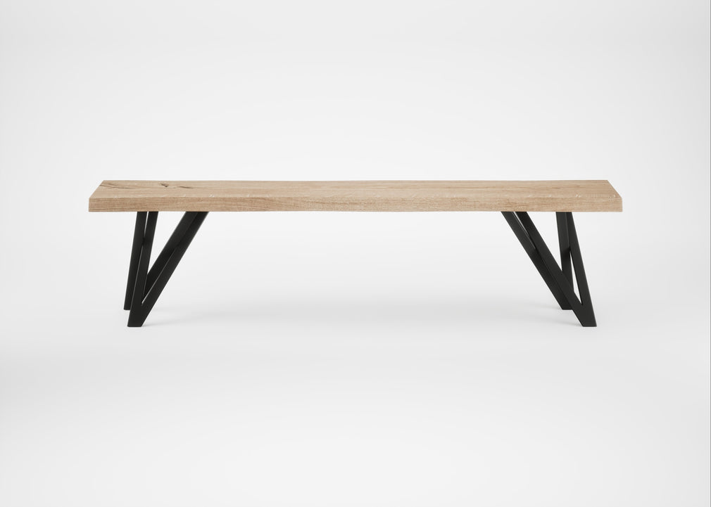 Bespoke Dining Bench Vienna Blonde Oiled Oak / 160cm / Natural Edge