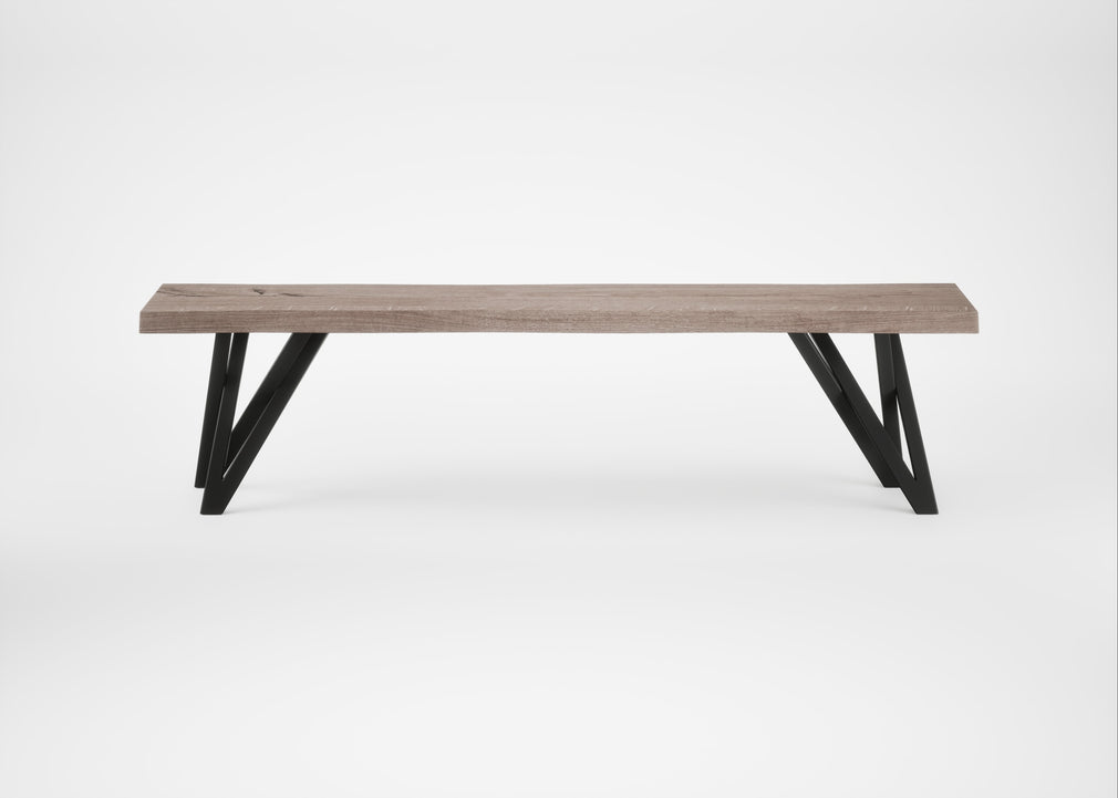 Bespoke Dining Bench Vienna Grey Oiled Oak / 160cm / Natural Edge