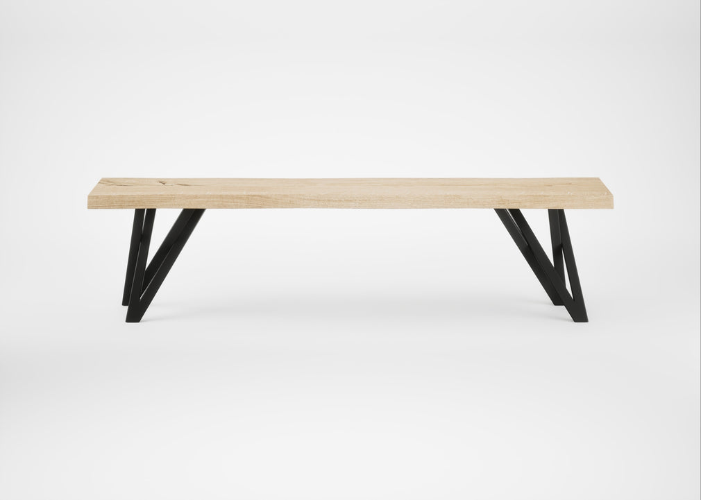 Bespoke Dining Bench Vienna White Oiled Oak / 160cm / Natural Edge