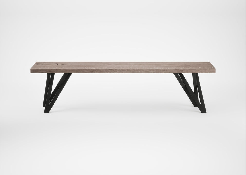 Bespoke Dining Bench Vienna Grey Oiled Oak / 160cm / Straight