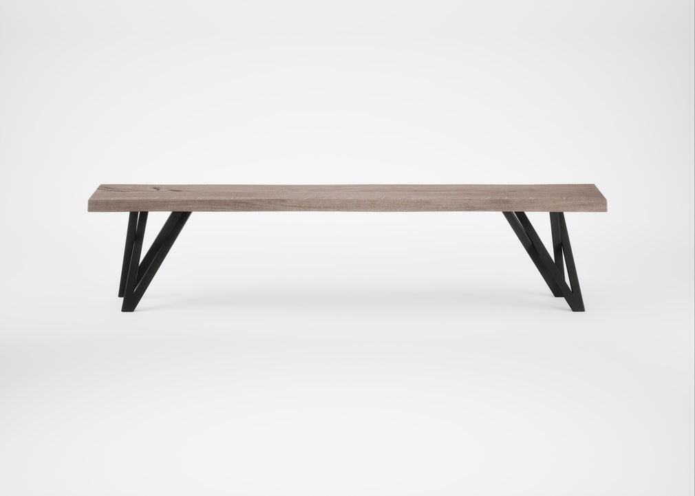 Bespoke Dining Bench Vienna Grey Oiled Oak / 180cm / Natural Edge