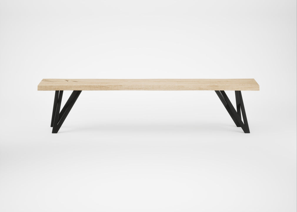 Bespoke Dining Bench Vienna White Oiled Oak / 180cm / Natural Edge