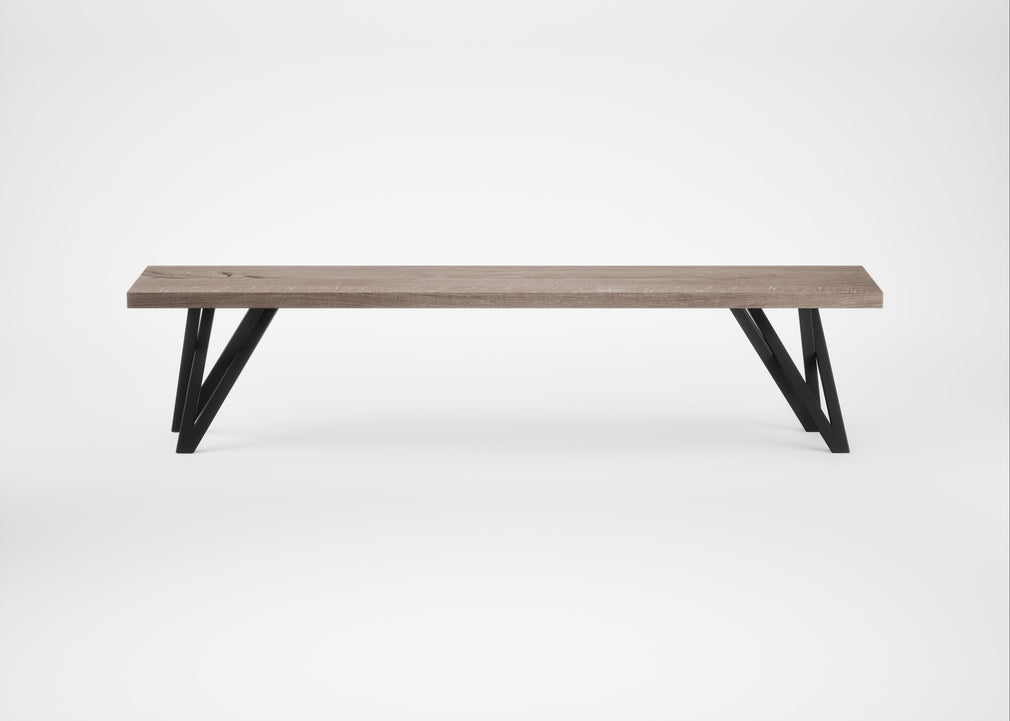 Bespoke Dining Bench Vienna Grey Oiled Oak / 180cm / Straight