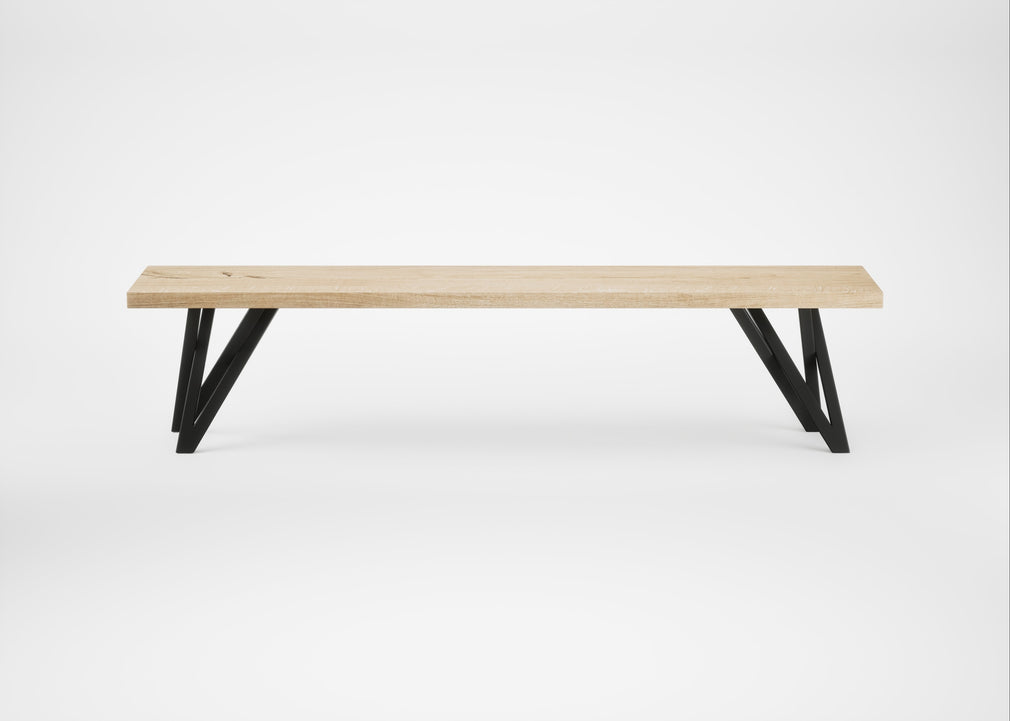 Bespoke Dining Bench Vienna White Oiled Oak / 180cm / Straight