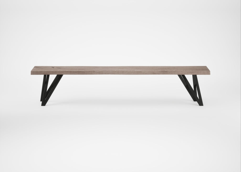 Bespoke Dining Bench Vienna Grey Oiled Oak / 200cm / Natural Edge
