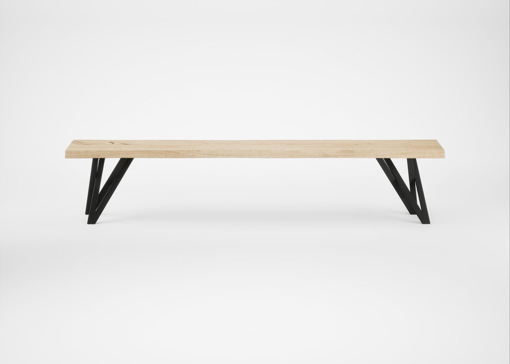 Bespoke Dining Bench Vienna White Oiled Oak / 200cm / Natural Edge
