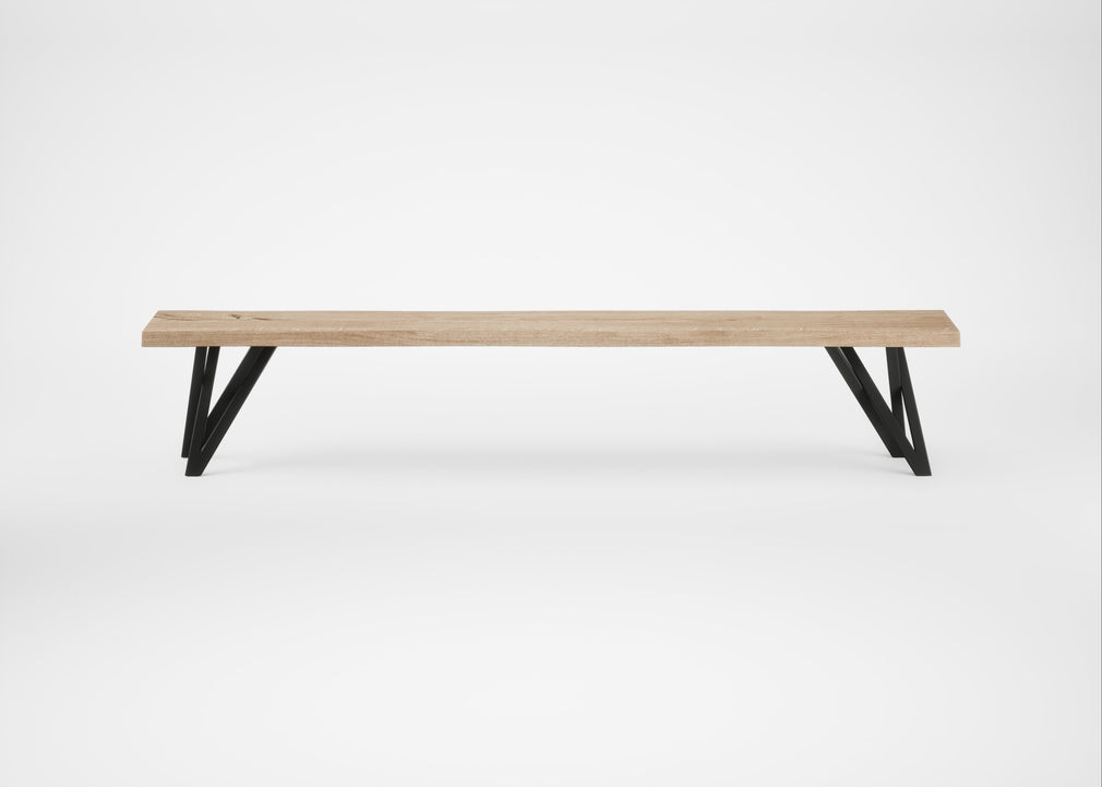 Bespoke Dining Bench Vienna Blonde Oiled Oak / 220cm / Natural Edge