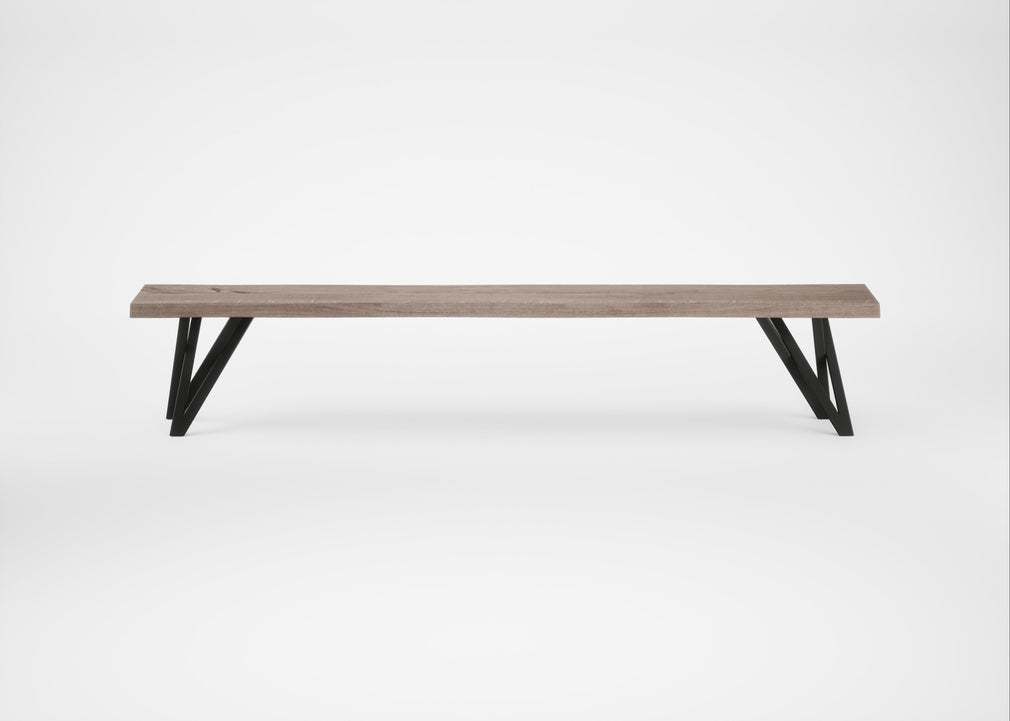 Bespoke Dining Bench Vienna Grey Oiled Oak / 220cm / Natural Edge